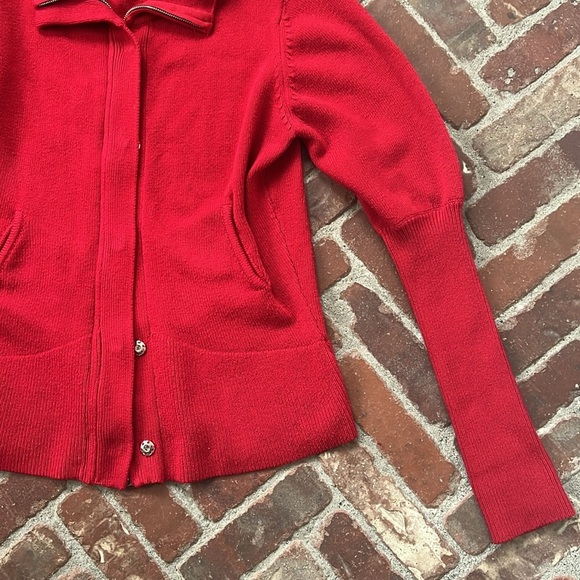 Boston Proper Silk Cashmere Blend Zip and Hidden Snap Knit Cardigan - Picture 3 of 5